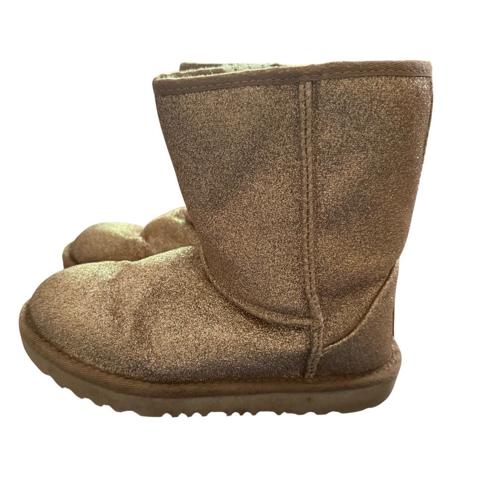 UGG Classic II Glitter Gold Shimmer Sheepskin Boots Kids Size 1, 1111652K